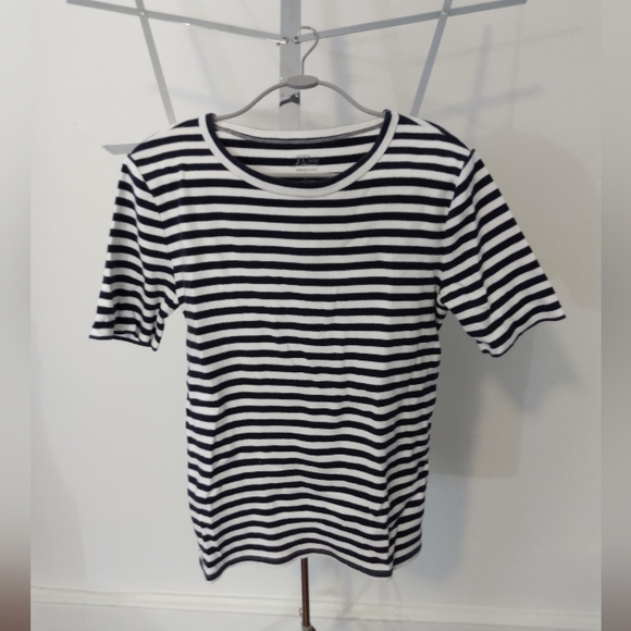 J. Crew Tops - J. Crew Perfect Fit Navy and White Striped Tee